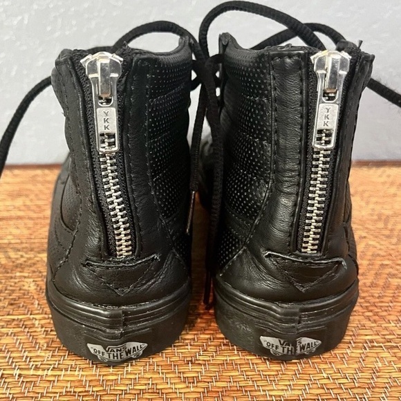 VANS Sk8-Hi LX Zip Perforated All Black Leather Sneakers Shoes Mens 5.5 Womens 7 - Picture 4 of 5